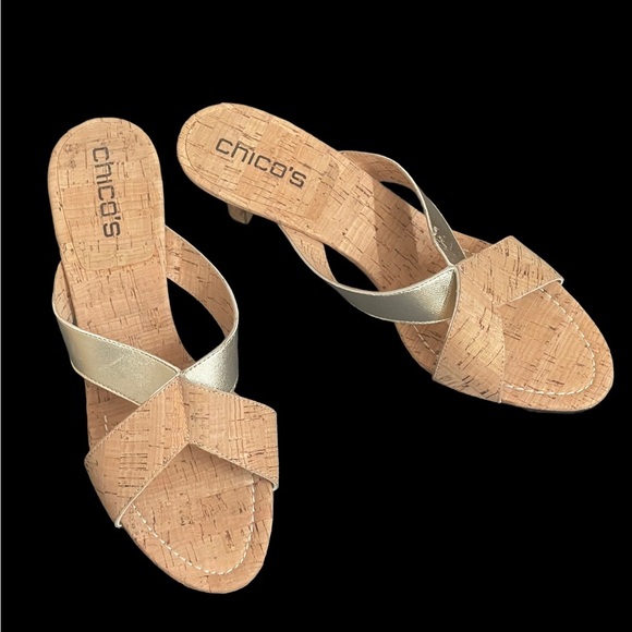 New! Chico's Cork Open Toe Heel Sandals size 10M - Picture 2 of 13